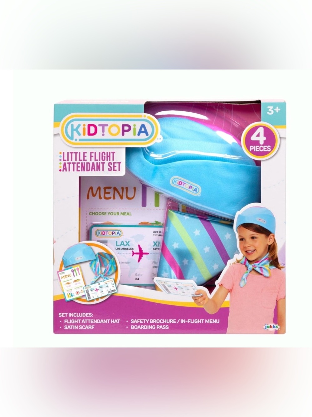 Topia Kids Flight Attendant Hat & Scarf Set - Light Blue
